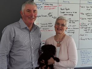 Stan (founder), Heather (director) and Trixie (security) Rivett of Netspeed.